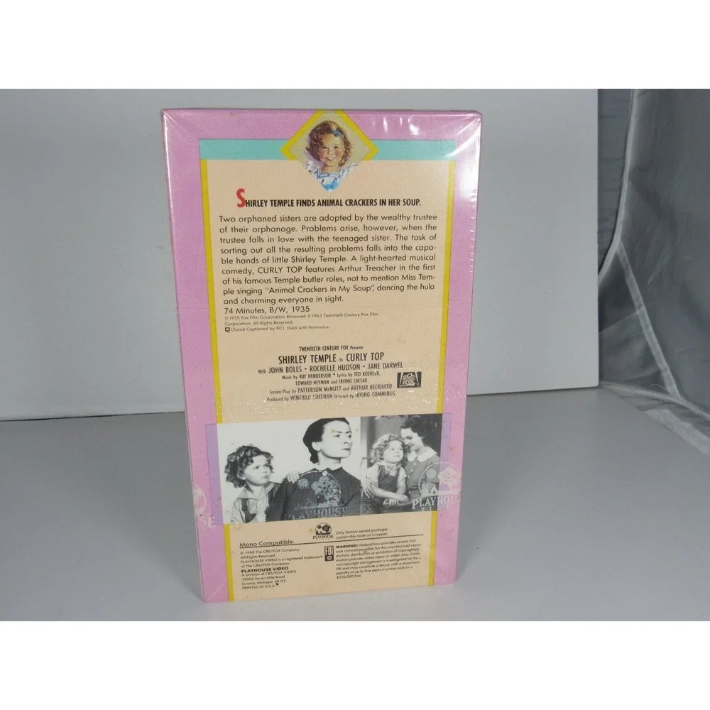 Curly Top VHS 1988 Classic Shirley Temple Musical Comedy Playhouse Video - New